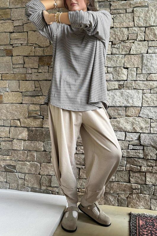 Agnes Stripe Trapeze Top Earth Marl